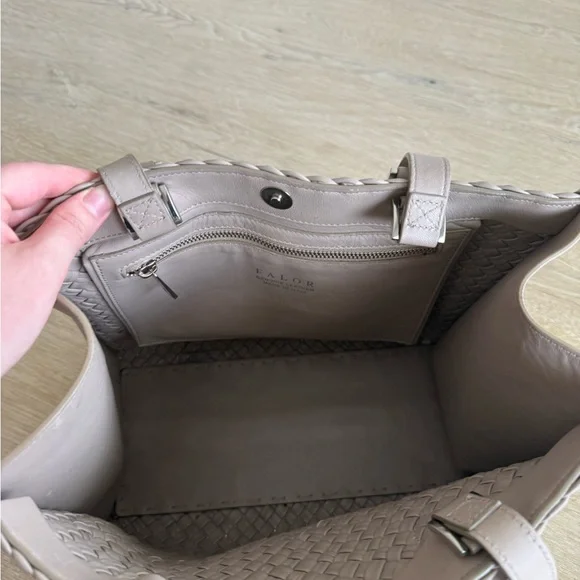 Falor Woven Leather Tote Bag - Gray - Picture 2 of 4